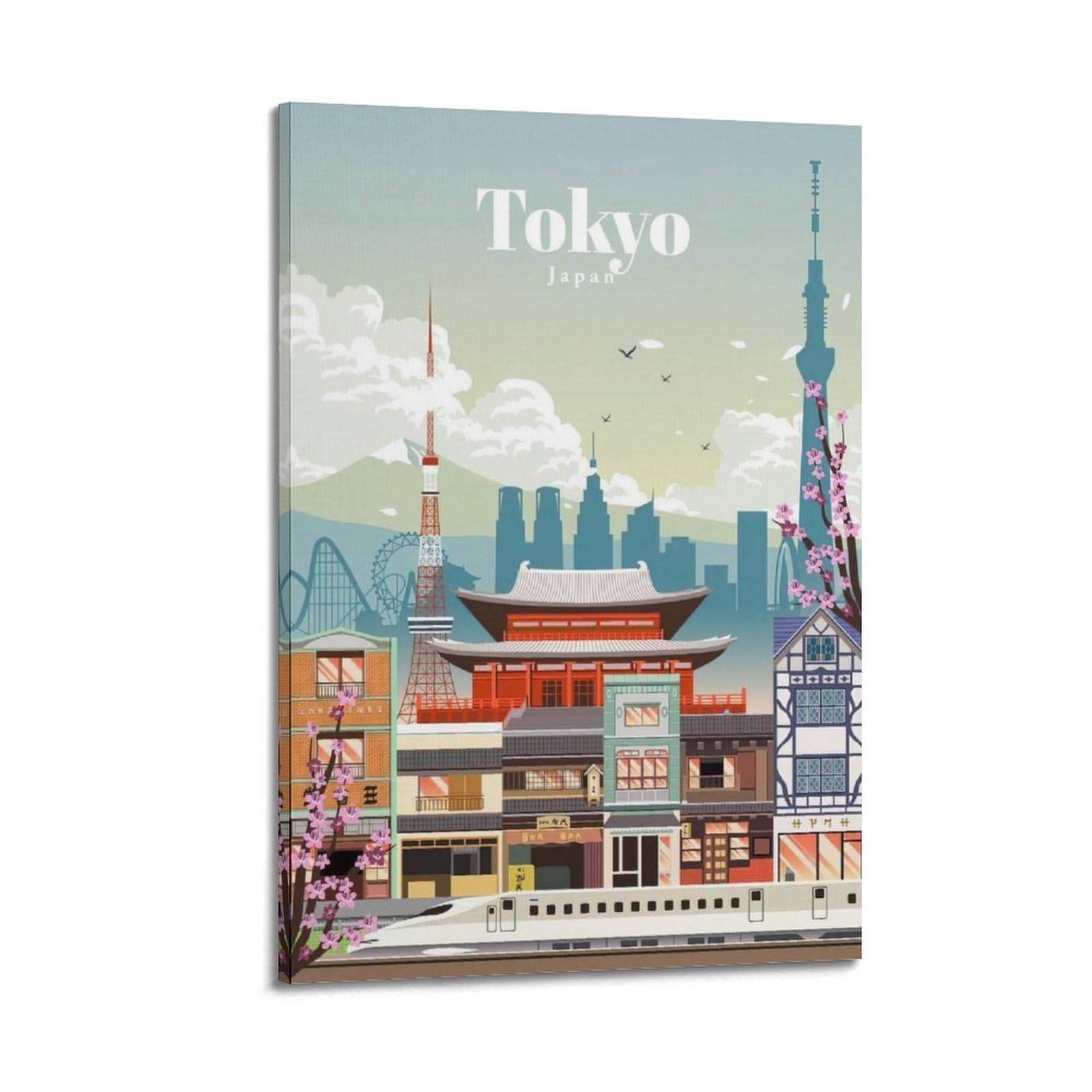 DLJGDS Vintage Travel Poster Tokyo-Japan Decorative Painting Canvas Wall Posters And Modern Family Bedroom Decor 08x12inch(20x30cm)