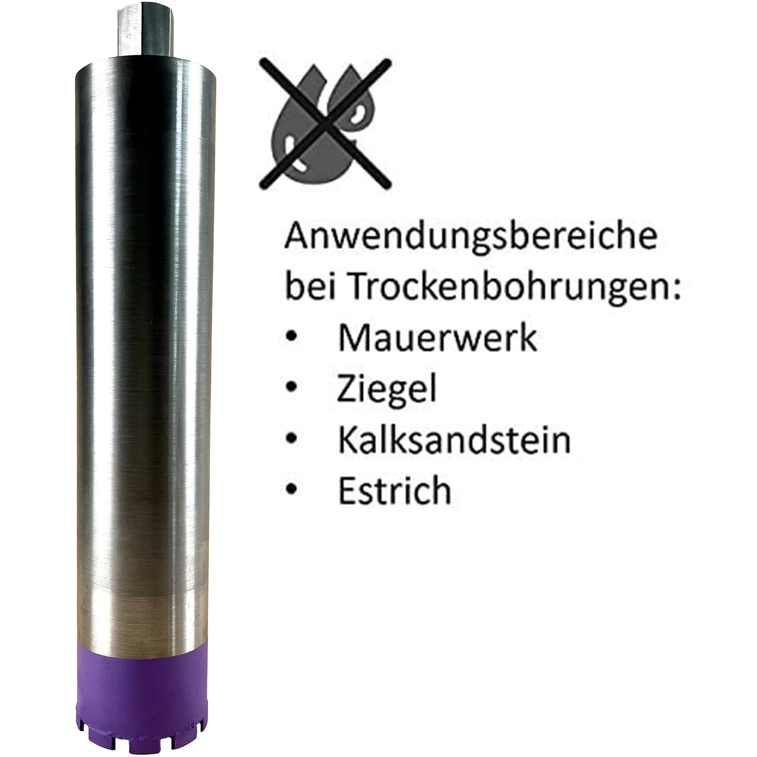 Diamantbohrkrone 1 1/4 Zoll Aufnahme, Nutzlänge 400mm, Dosenbohrer für Beton | Ø 62mm & SDS Max Adapter