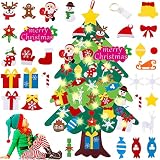 Foho 3D Árbol de Navidad de Fieltro, 34 Ornamentos Desmontables El árbol de Navidad de 3.7ft para Regalos navideños, Decoración de Navidad para Paredes y Puertas del hogar (con Cadena de Luces LED)