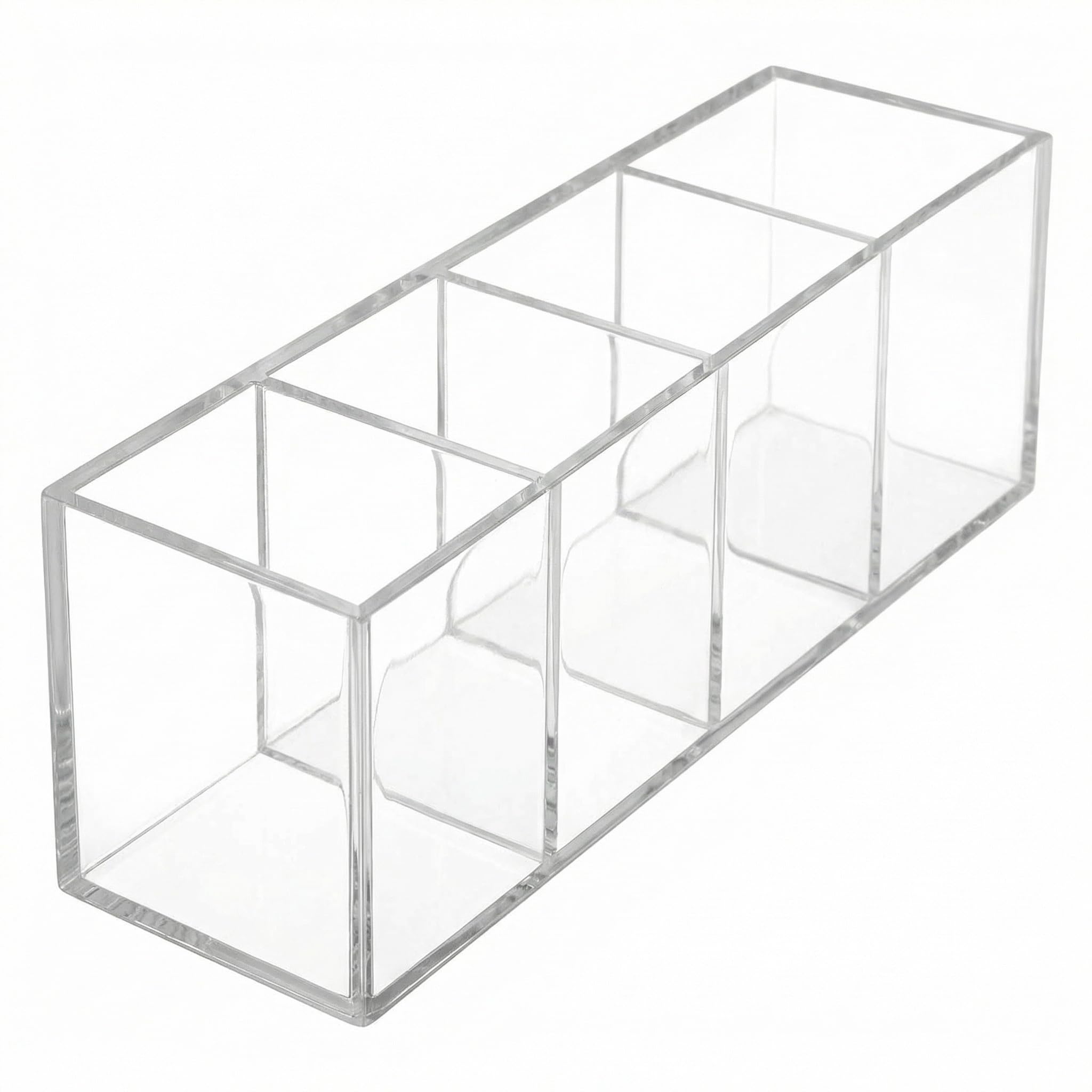 QWORK® 5 Compartment Acrylic Makeup Brush Holder Pen Pencil Holder - Clear Desktop Stationery and Makeup Brushes Organizer