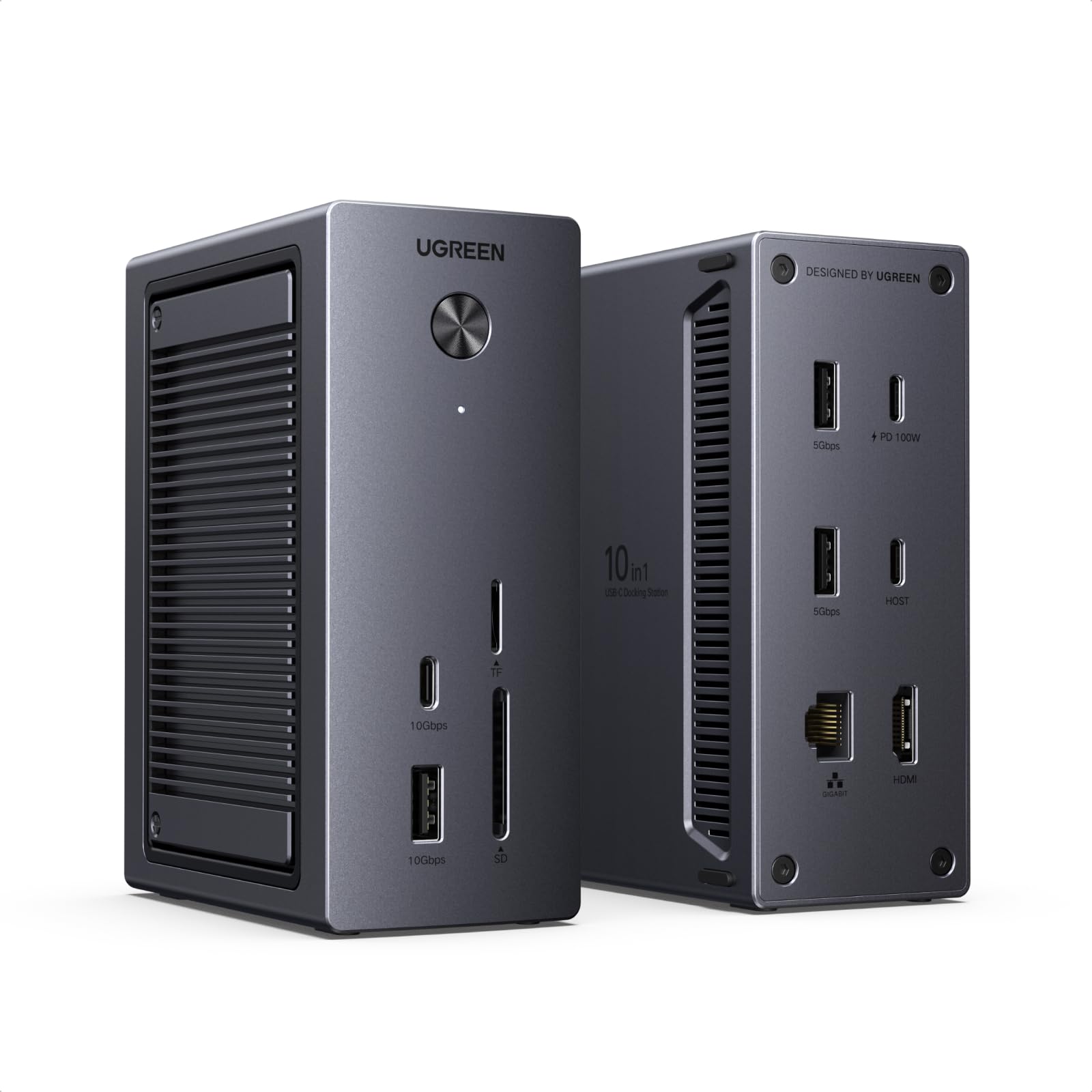 UGREEN Revodok Pro Docking Station mit M.2 NVMe Gehäuse, USB C Hub HDMI 4K, 10Gbps Datenports, SD/TF 170MB/s, Gigabit Ethernet, 100W PD, Kompatibel mit MacBook Pro/Air, Mac mini, Windows-Laptop usw.