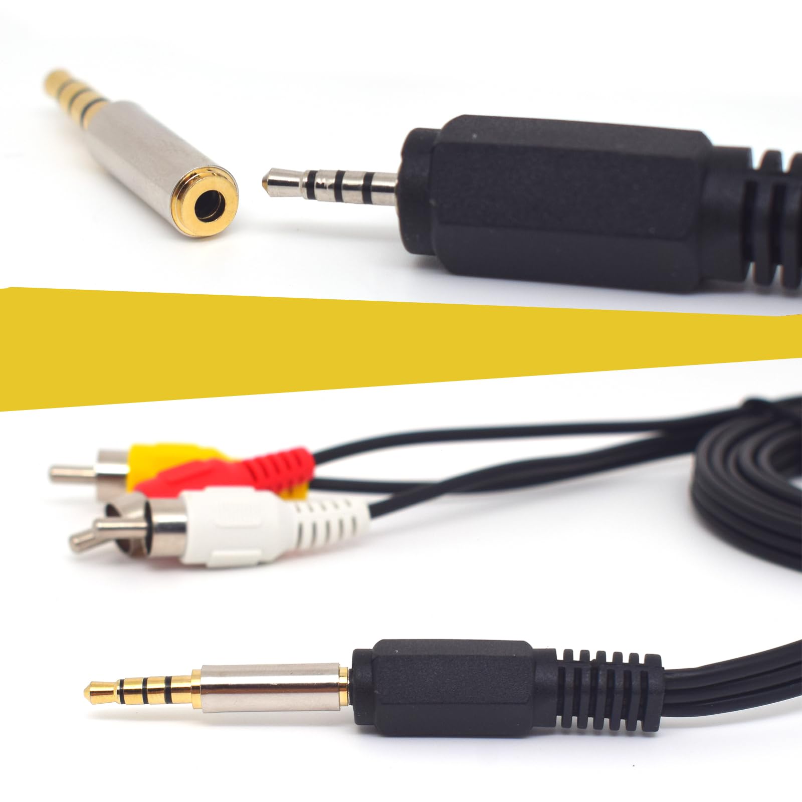 Amazon.com: ELNONE 5 Feet 2.5mm AV Cable to 3 RCA Aux Jack, 3.5mm