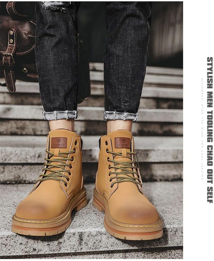 Mens Water Resistant Leather Work Boots Casual Boots for Men Men's Anti-Slip Wear-Resistant Fashion Hiking Boots3