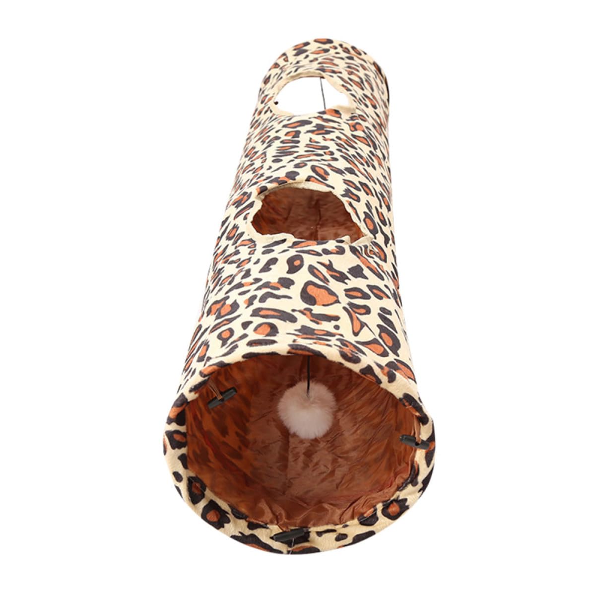 Tunnel pour chats en peluche léopard pliable VOSAREA avec jouets