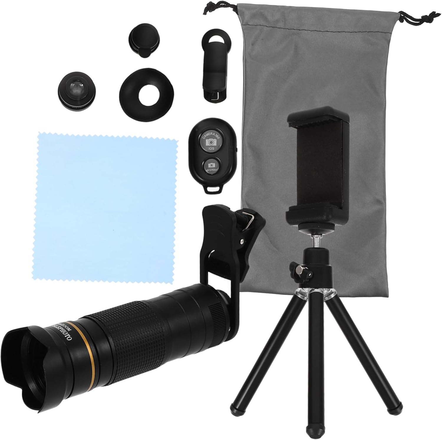 Homoyoyo Phone External Lens Mobile Phone Lens Solar Clip-on Cell Phone Lens Mobile Telescope Phones Mobile Phones Telephoto Lens Binoculars Smartphone Telescopes Black