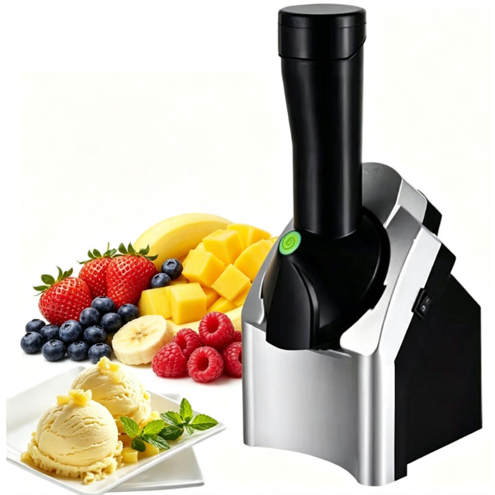 Macchina per Gelato Alla Frutta per Gelaterie Soft Serve | Per Fare Yogurt Congelato e Sorbetto, Preparare Dolci Alla Frutta Fatti In Casa, Gelato Artigianale(black)