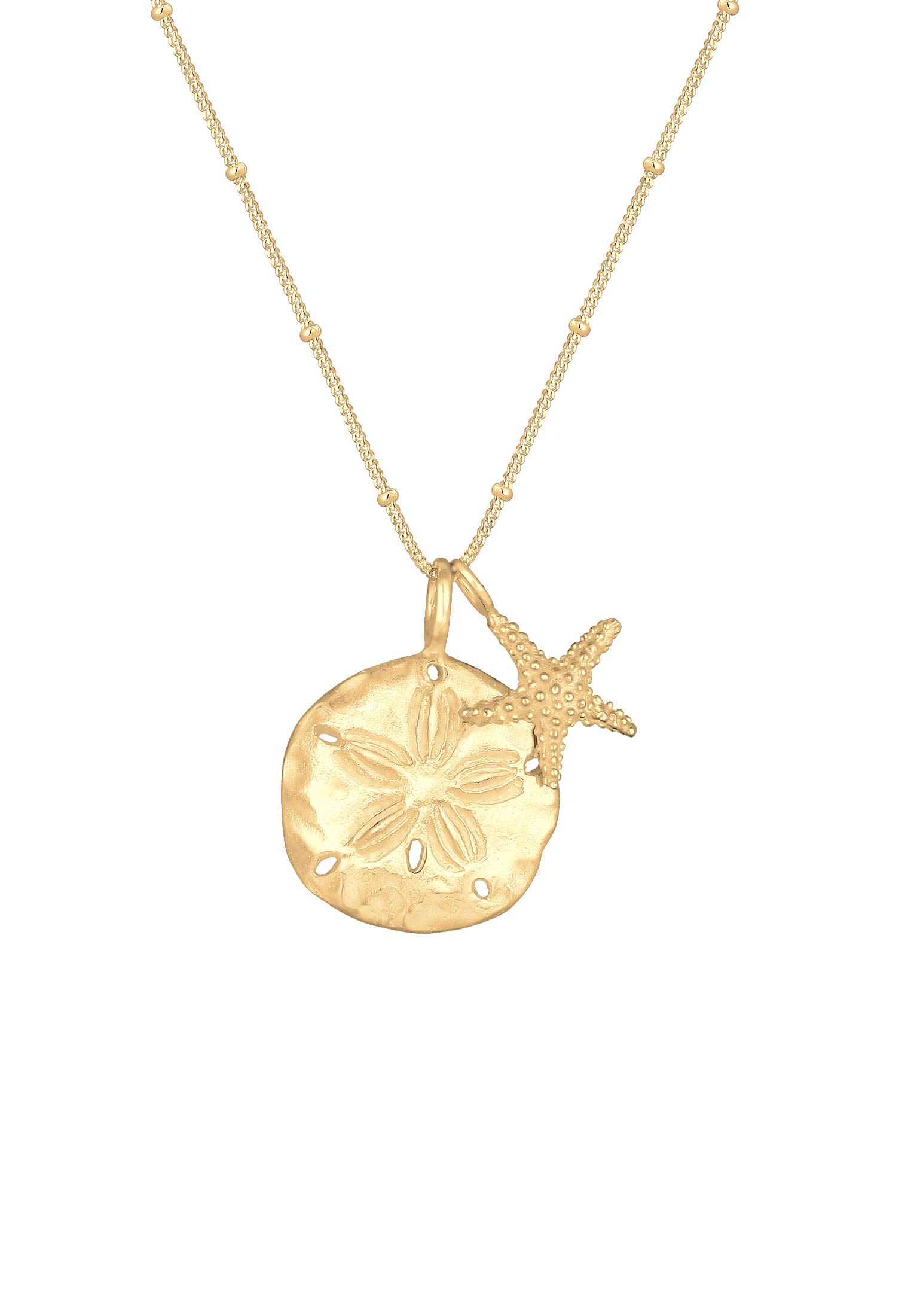 ElliCollar para mujer con estrellas de mar y flores, placas, en plata de ley 925, longitud de 45 cm