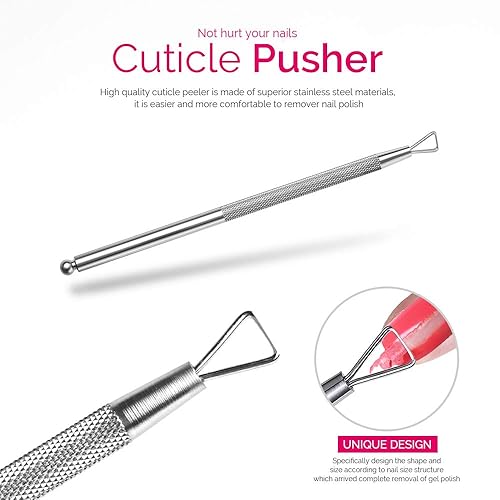 Miniatura 4 de Kit de removedor de esmalte de uñas en gel Teenitor con 10 piezas de clips para quitar esmalte, tapa, 115 almohadillas de algodón, raspador de uñas,