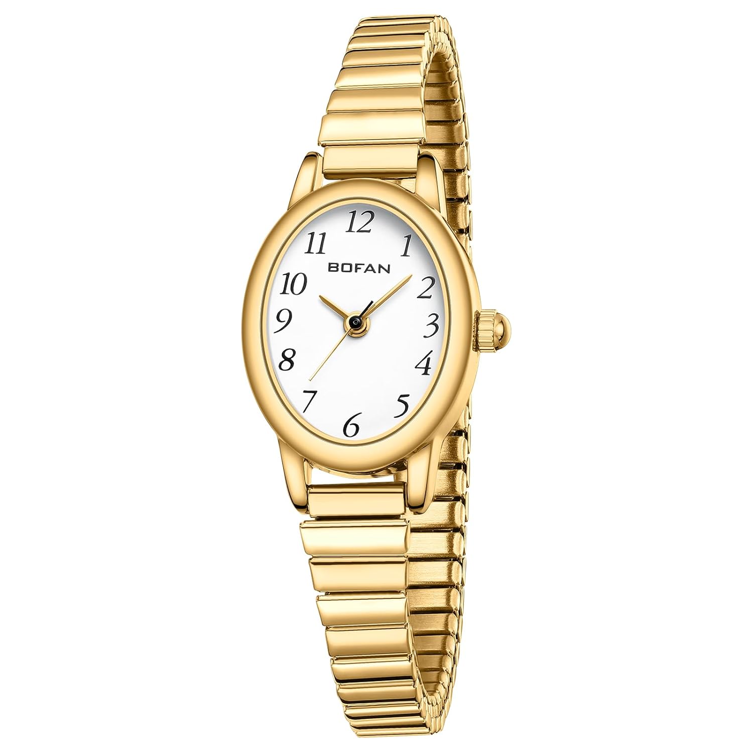 BOFAN Small Gold Watches for Women Easy Read Ladies Quartz Wrist Watch with Stainless Steel Expansion Band Waterproof