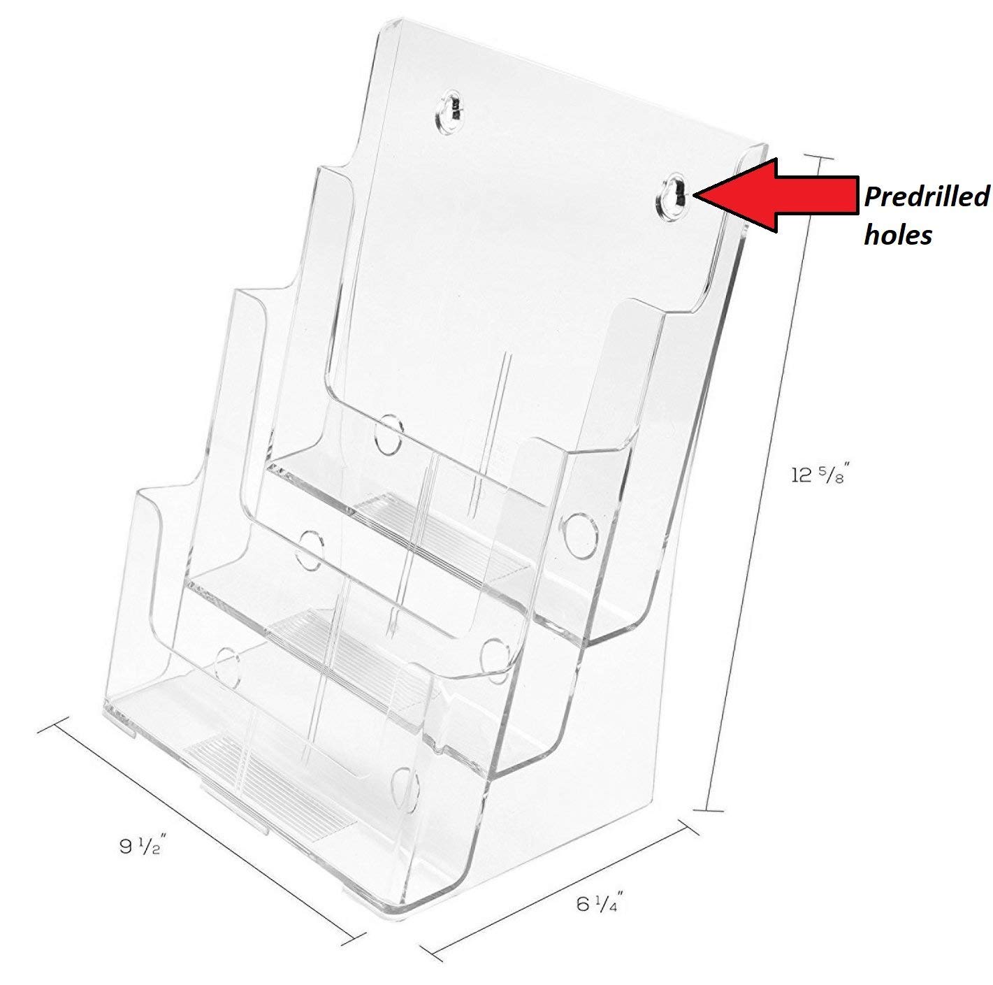1InTheOffice Large 3 Tier Magazine Display, Magazine Organizer, Wall