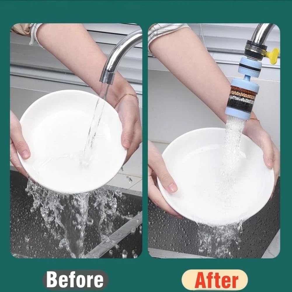 Removable and Washable 6-Layer Faucet Filter Universal Splash-Proof Water-Saving Device Kitchen Tap Water Filter Nozzle,New Type,Pink,1 PC