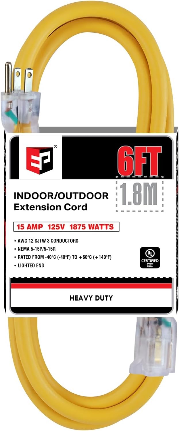 Stanley 33089 Grounded Outdoor Extension Power Cord, 8-Feet, Black