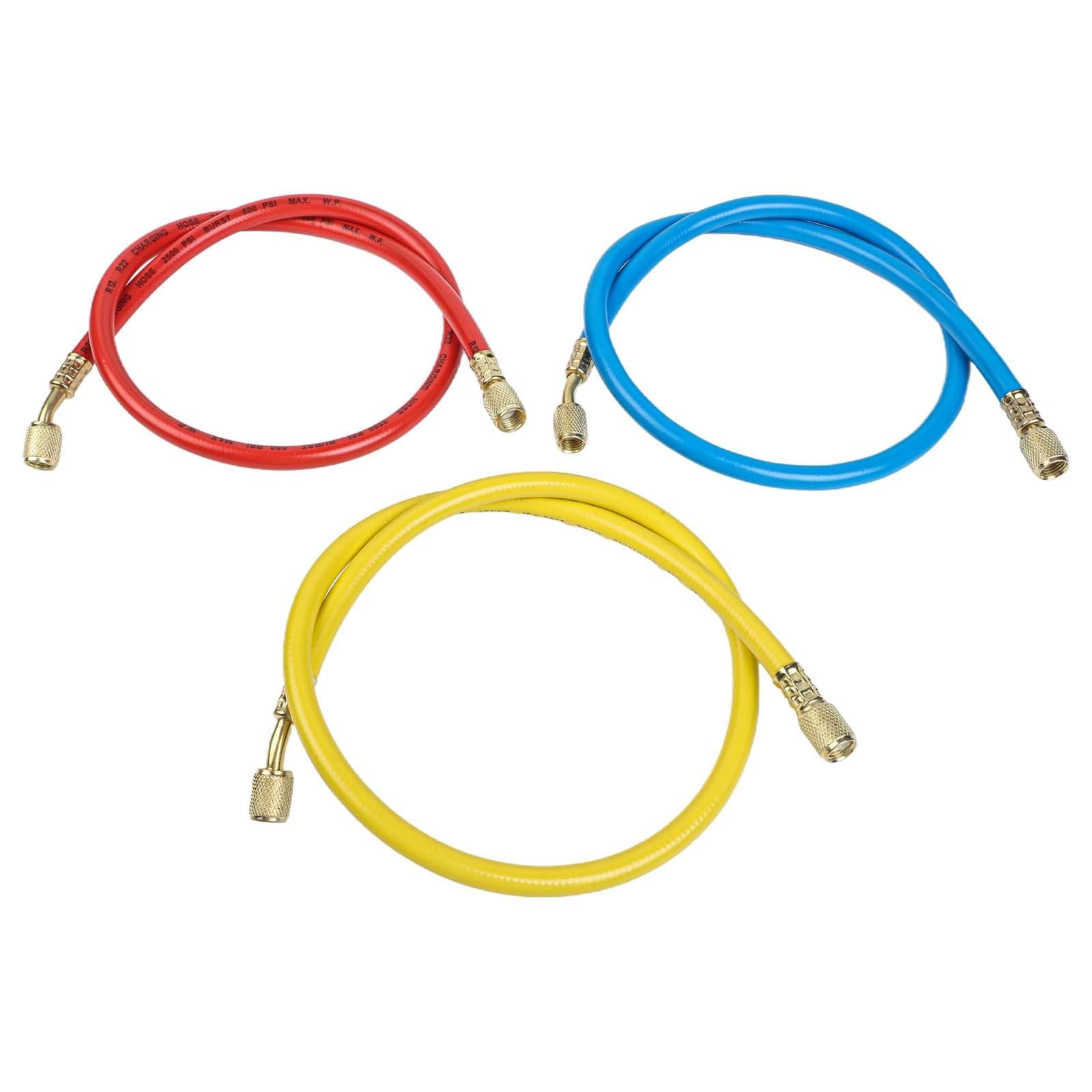 Lecreatekit Set Manometri Diagnostici Aria Condizionata 3 Vie AC | R410A R32 R22 R134A, Professionale, Manometri in Ottone, Con Tubi Flessibili