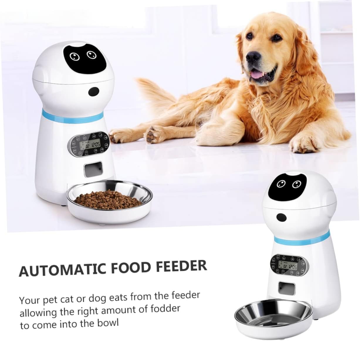 Totority 1set Automatic Cat Feeder Digital Timer Smart Pet Feeder for Cats and Dogs Bowl Easy to Use for Timed Feeding and Portion Control