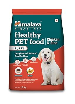 Himalaya Healthy Puppy Dry Dog Food | Chicken & Rice Flavor| Contains 20+ Nutrients, Vitamins, Minerals for Complete and Balanced Food | 1.2Kg - image, photos