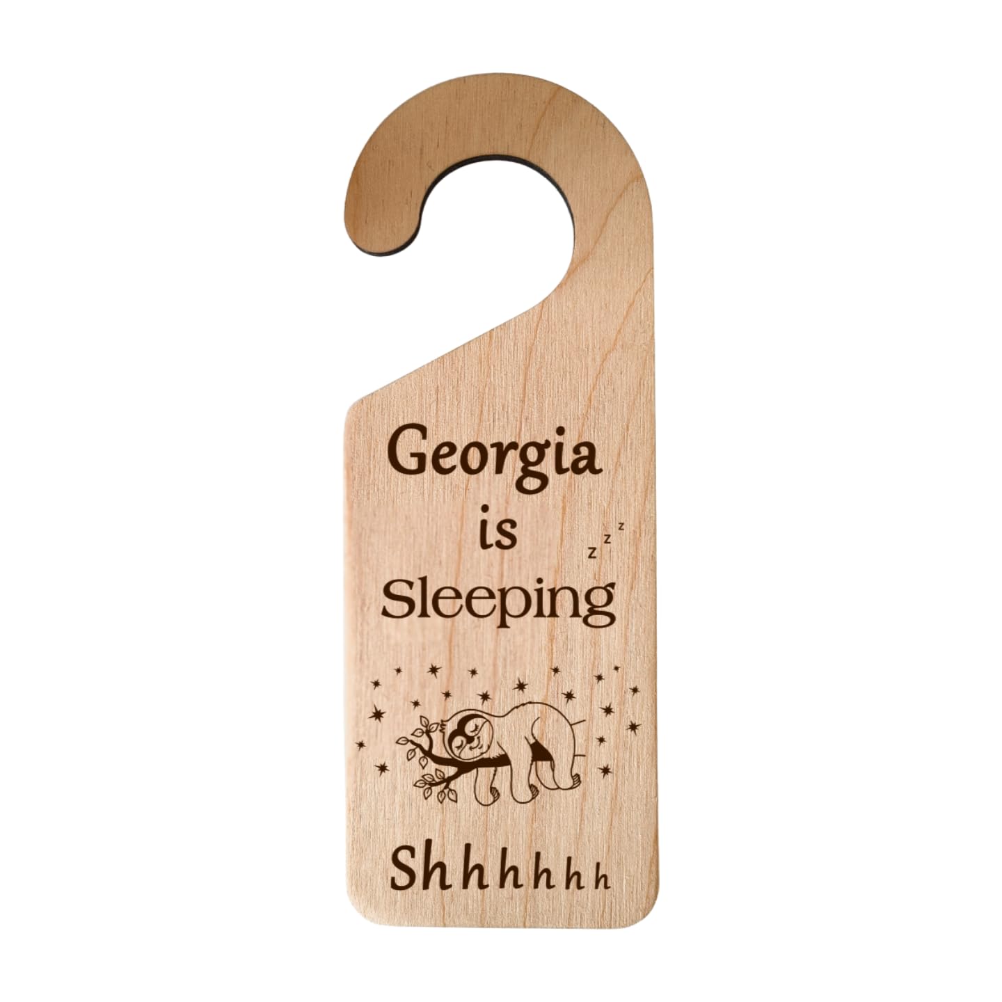 Personalised Bedroom Door hanger for children Cute lazy sloth Decor For Playrooms Bedrooms or Nursery