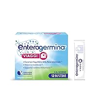 Enterogermina Viaggi, Vitamina b12, Vitamina d, Fermenti Lattici Probiotici, per Adulti – Integratori per Flora Intestinale in Viaggio, Stanchezza e Sistema Immunitario (12 Bustine Gusto Fragola)