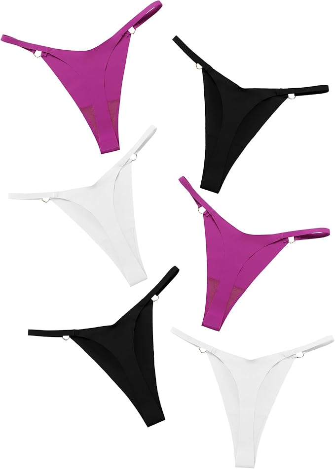 DEANGELMON G-string Thongs for Women Underwear Seamless No Show Panties Low Rise Comfortable Microfiber Workout Pack