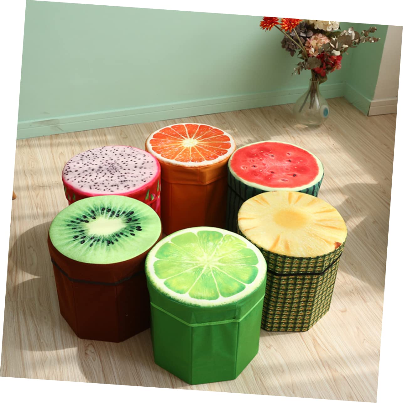 Genérico EscabelTaburete otomano Circular Plegable otomano Taburete Plegable para Lavabo Taburete otomano Redondo Taburete otomano de Frutas Taburete de Frutas