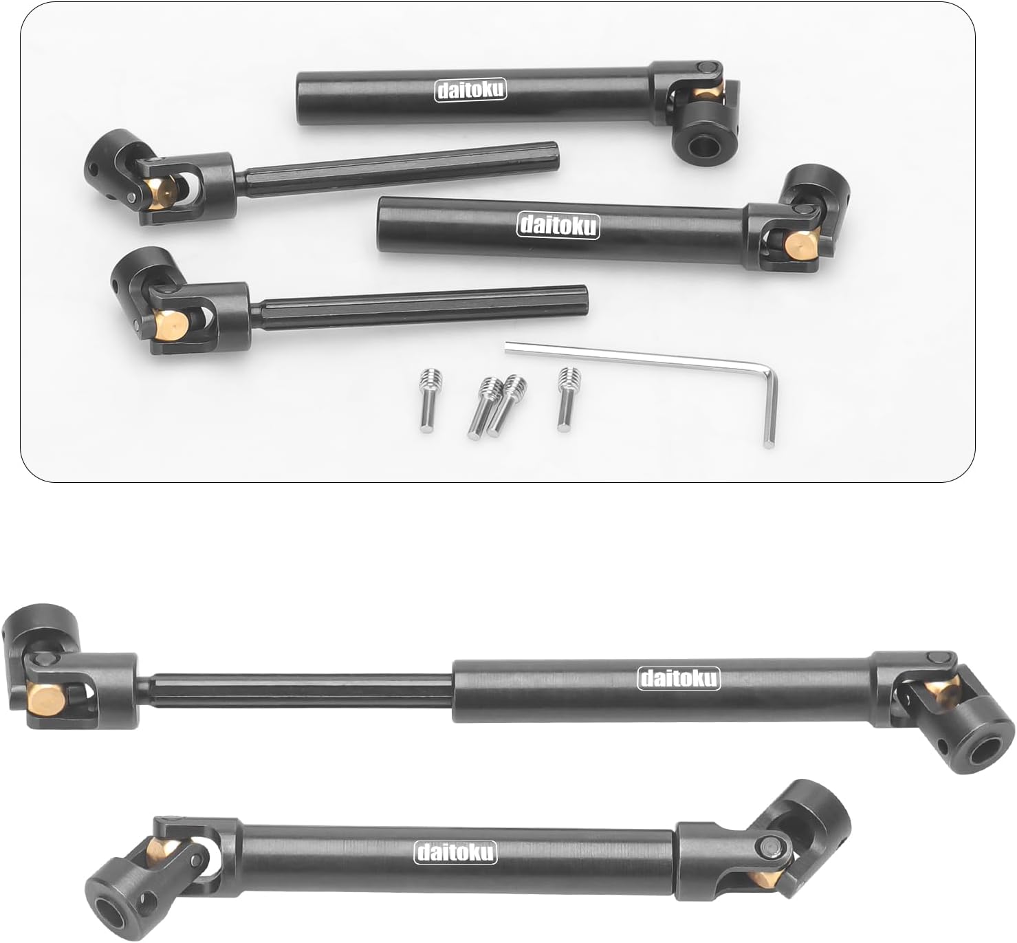 daitoku 2PCS 109-154mm Universal RC Drive Shaft for 1/10 Axial SCX10 SCX10-II Redcat D90 Gen7 /Pro RC4WD GEN8 RC Crawler