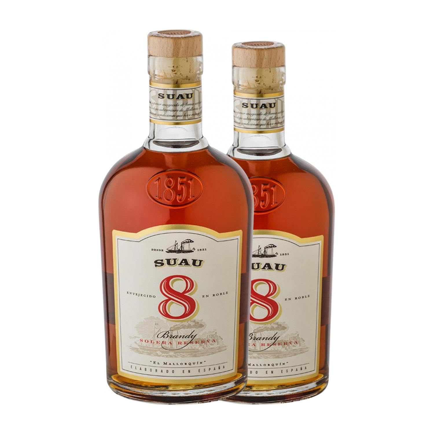Brandy Suau 8 Jahre 70 cl (Karton mit 2 Flaschen von 70 cl)