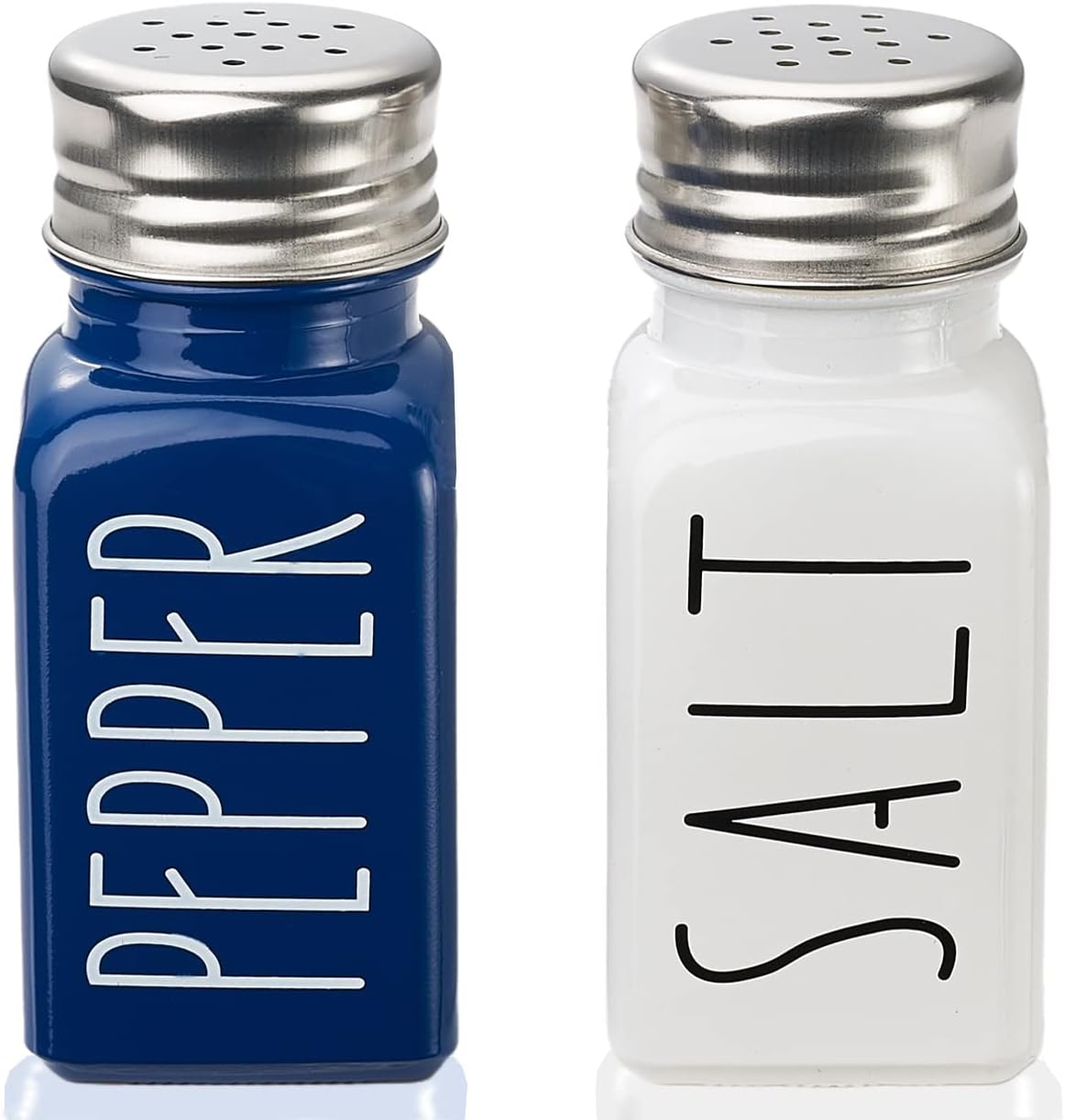 Farmhouse Salt And Pepper Shakers Set, Kitchen Decor, Glass Salt And Pepper Shakers Set, Cute Salt Shaker, Gift For Women, Kitchen Decor, Home Decor, Wedding Decor，No Words Rubbing Off (BLUE)