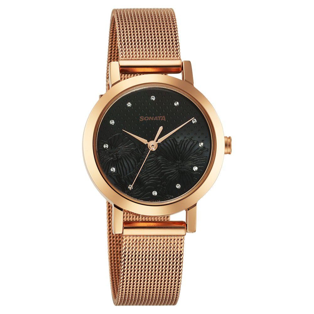 Sonata Quartz Analog Black Stainless Steel Strap for Women-8174WM05 (B0CSP331PC) Amazon Price History, Amazon Price Tracker
