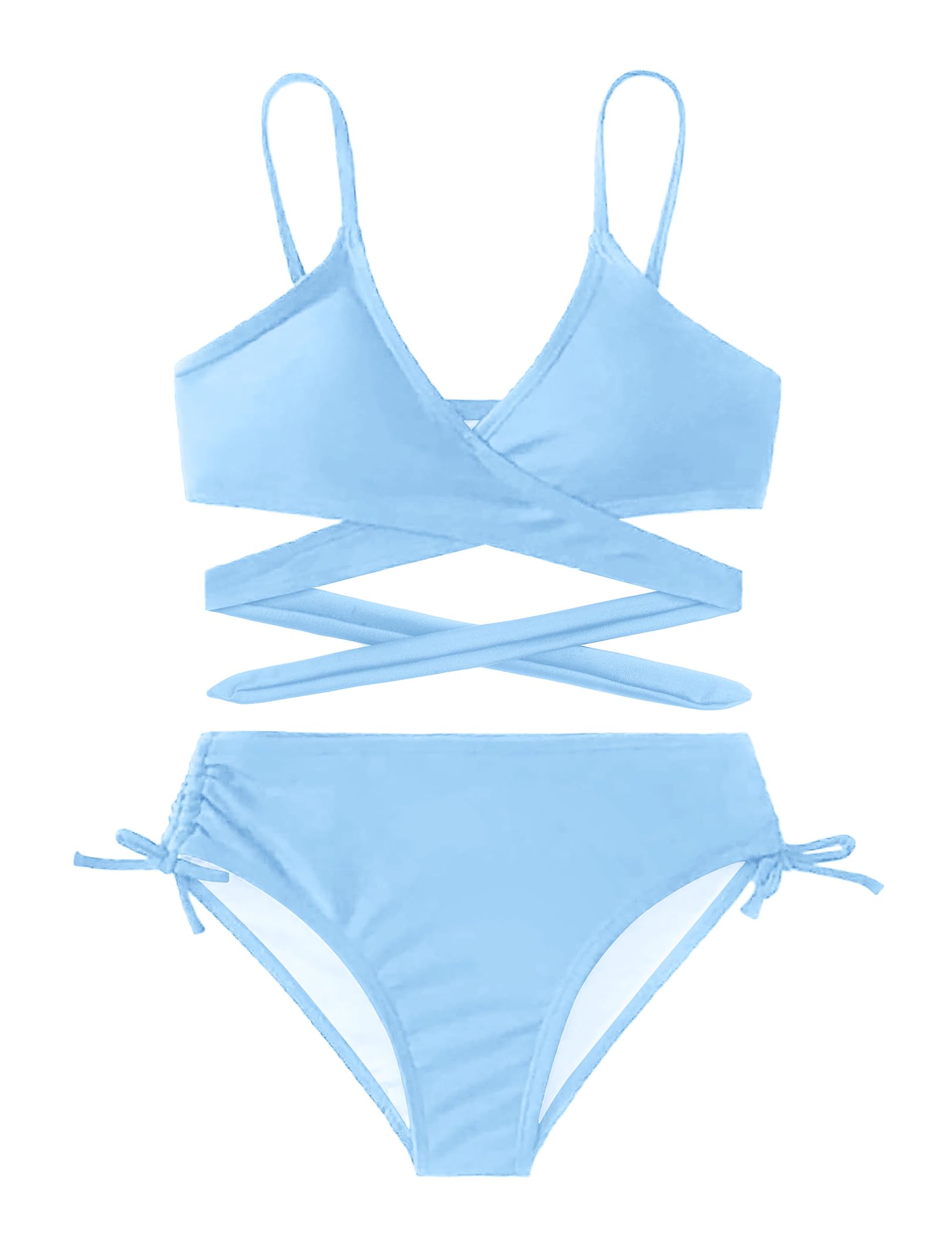 Arshiner Mädchen Badeanzüge Bikini Set Zweiteiliger Badeanzug Kinder Criss Cross Bustier & Bikinislip Triangle Bikini Schwimmanzug für Mädchen 6-14 Jahre