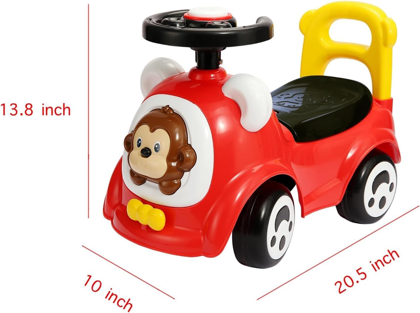 Toddler Ride On Car, Foot to Floor, Horn, Backrest, Ages 1-3, Safe & Comfortable, Red