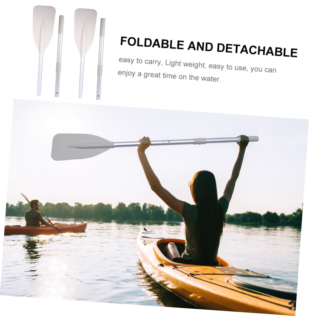BESPORTBLE 1pair Kayak Detachable for Canoes and Boats Lightweight Aluminum Alloy Design Portable Grey Paddles for and Outdoor Water Sports