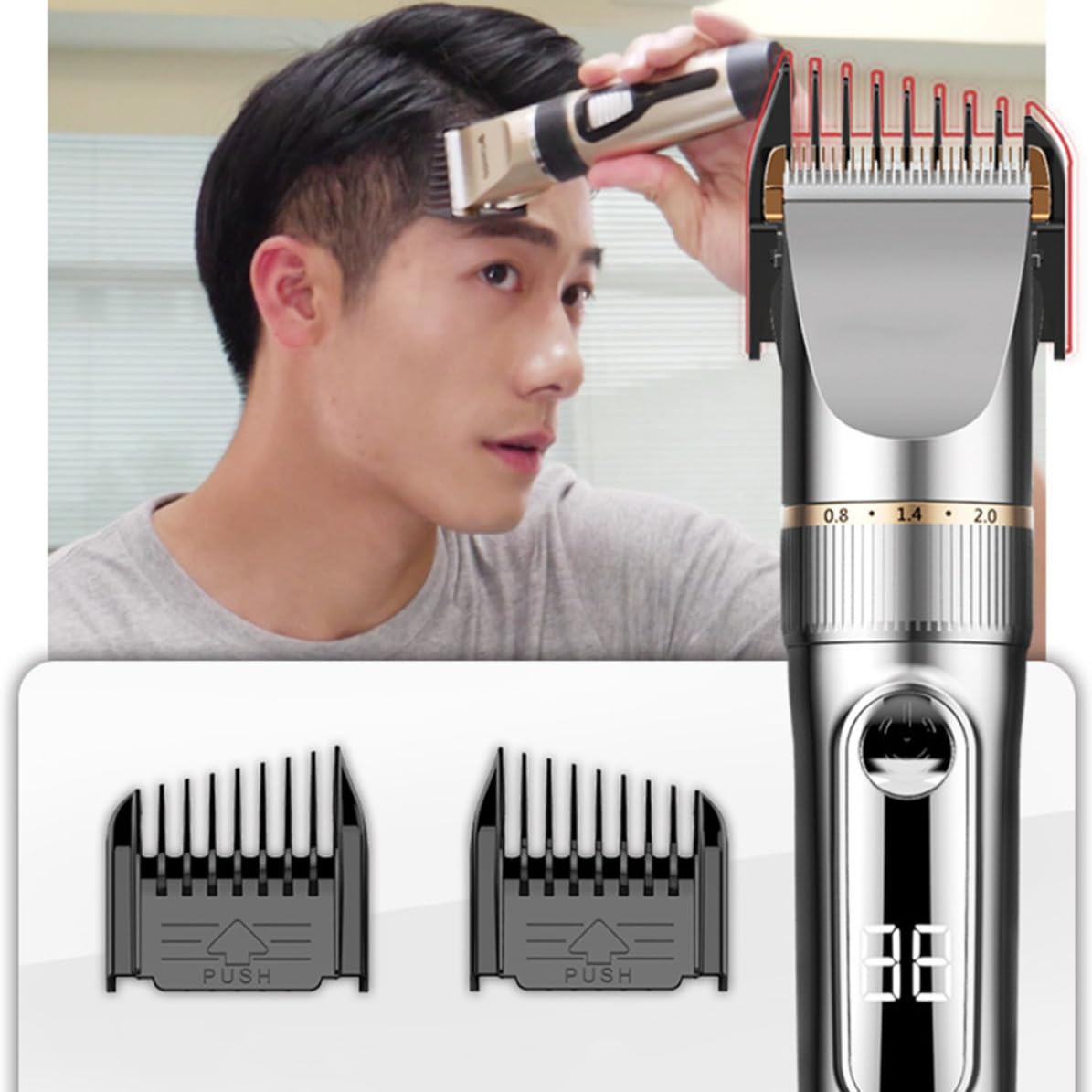 Tondeuse à Cheveux en Titane Céramique Rechargeable Électrique pour