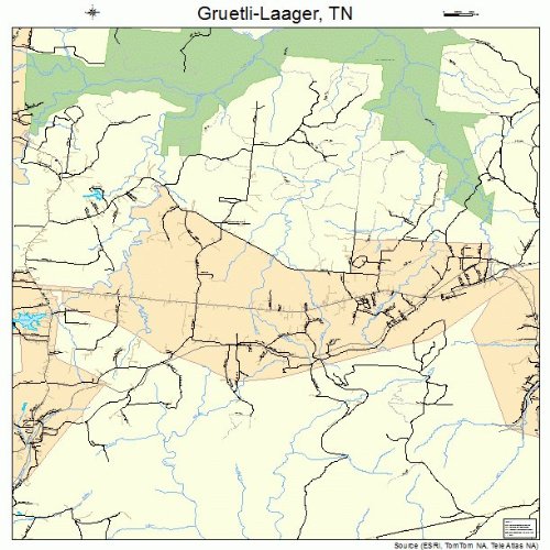 Large Street & Road Map of GruetliLaager, Tennessee TN Printed poster size wall atlas of your