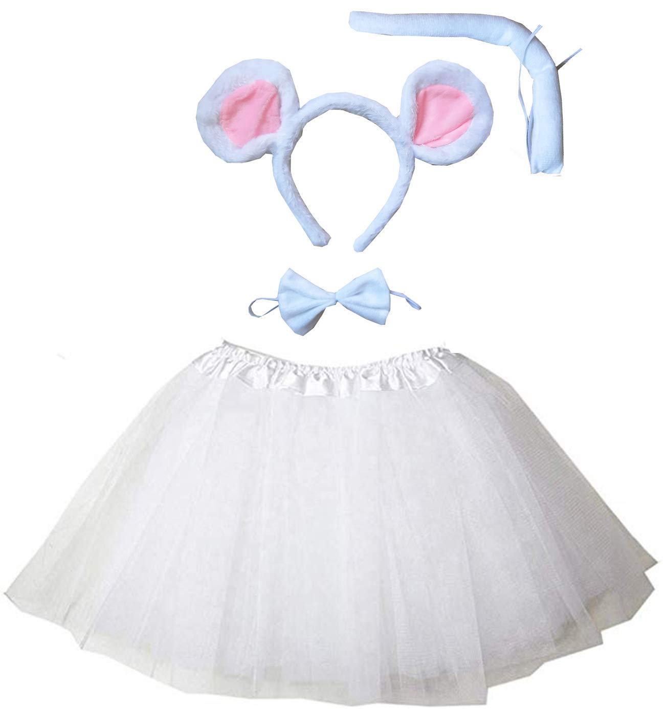 Kirei Sui Kids Pink White Blue Black Gray Animal Bunny Rabbit Ears Headband & Tutu Costume