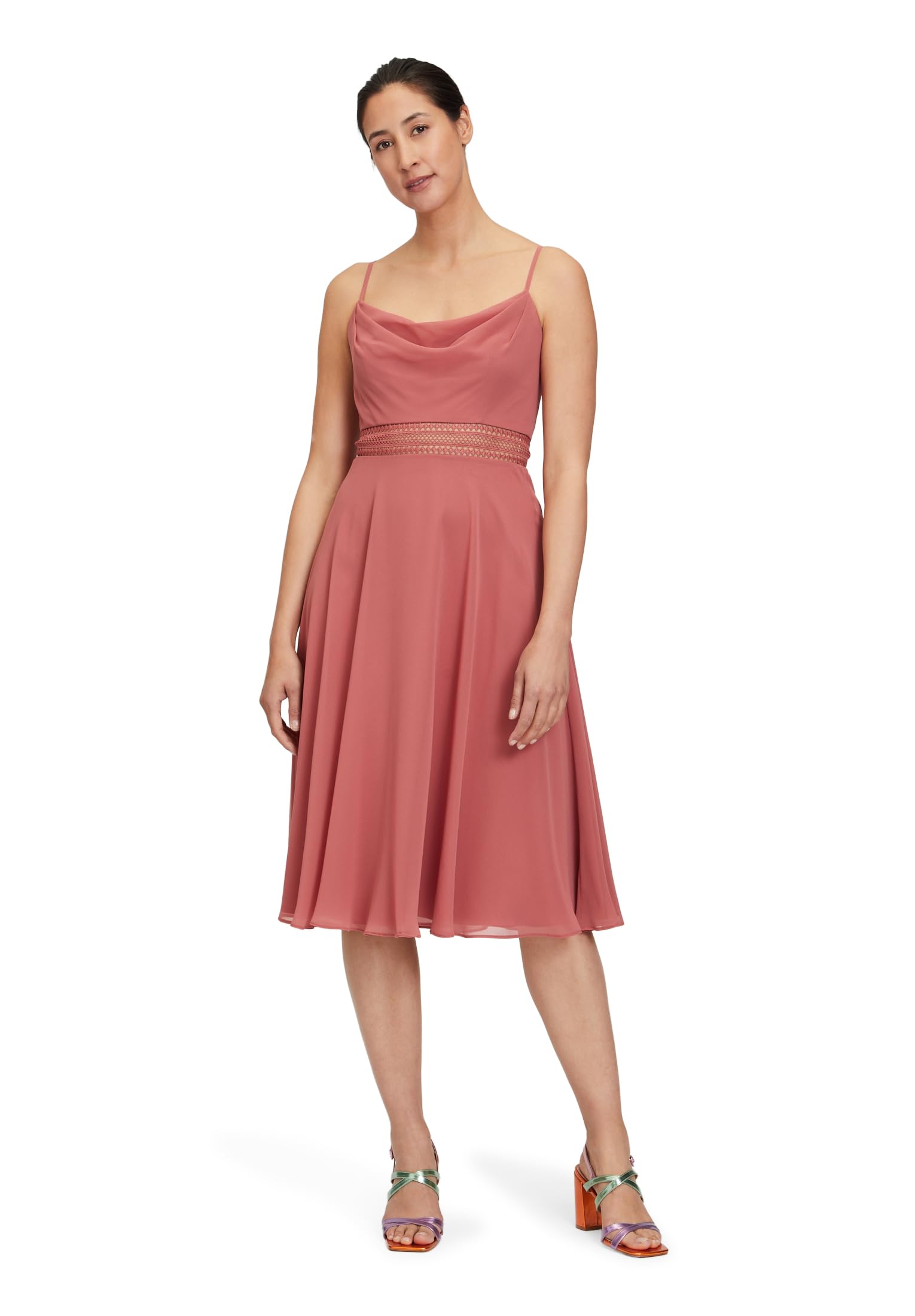Vera Mont Damen Cocktailkleid mit Wasserfallausschnitt