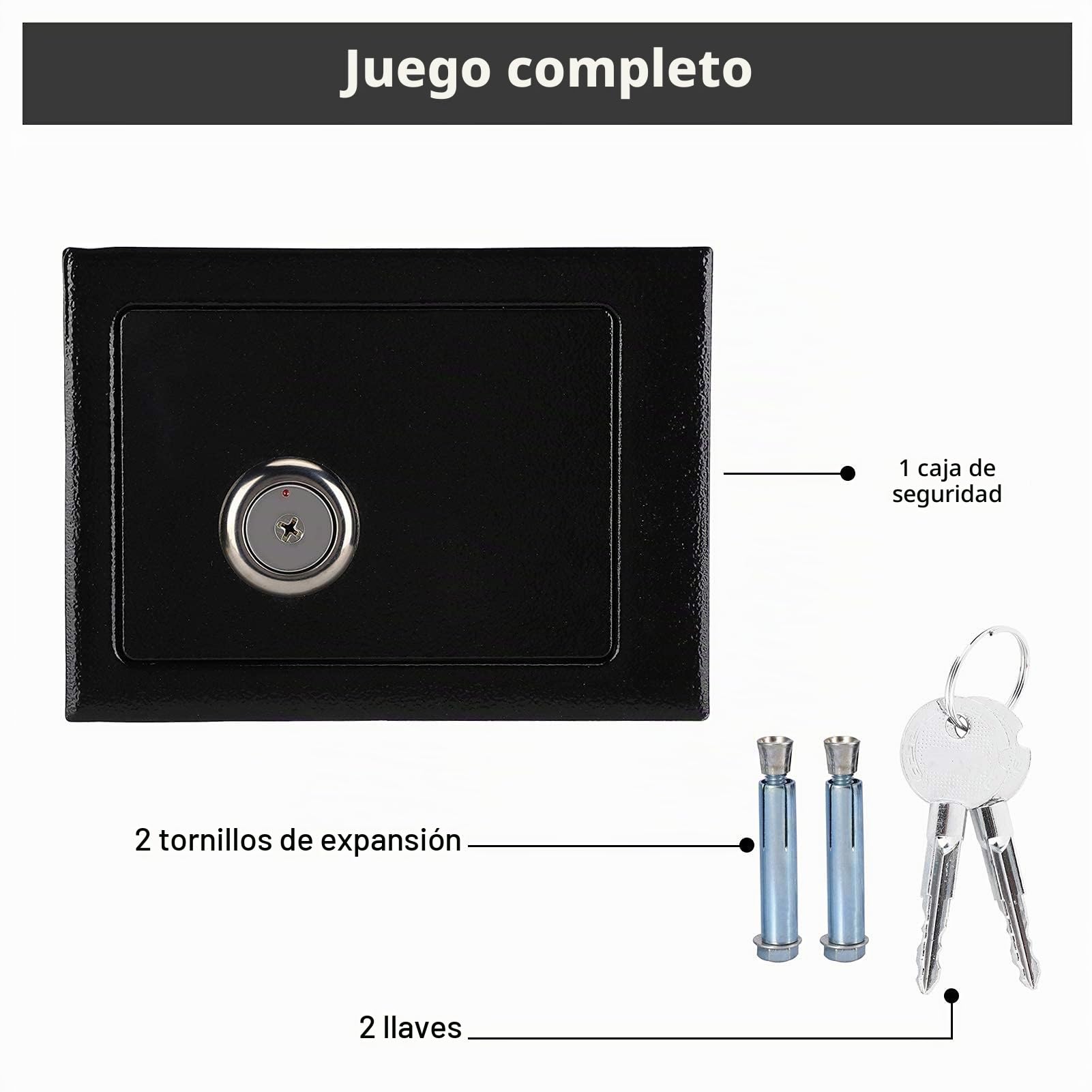 Caja de Seguridad de Acero Resistente con 2 Llaves, Alta Seguridad, Negro, para Hogar, Oficina, Hotel