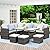 Wisteria Lane Patio Furniture Set - 7 Piece Wicker Rattan Outdoor Dining Set with Table, Chairs, Ottomans, Sectional, Grey