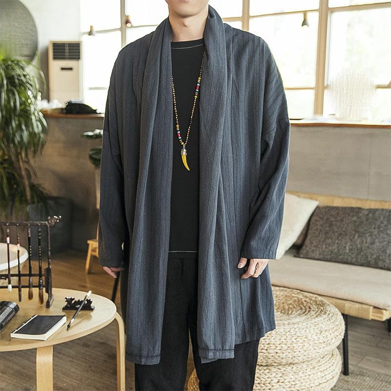 Cárdigan tang-traje para hombre con corte midi-long y diseño oriental 6