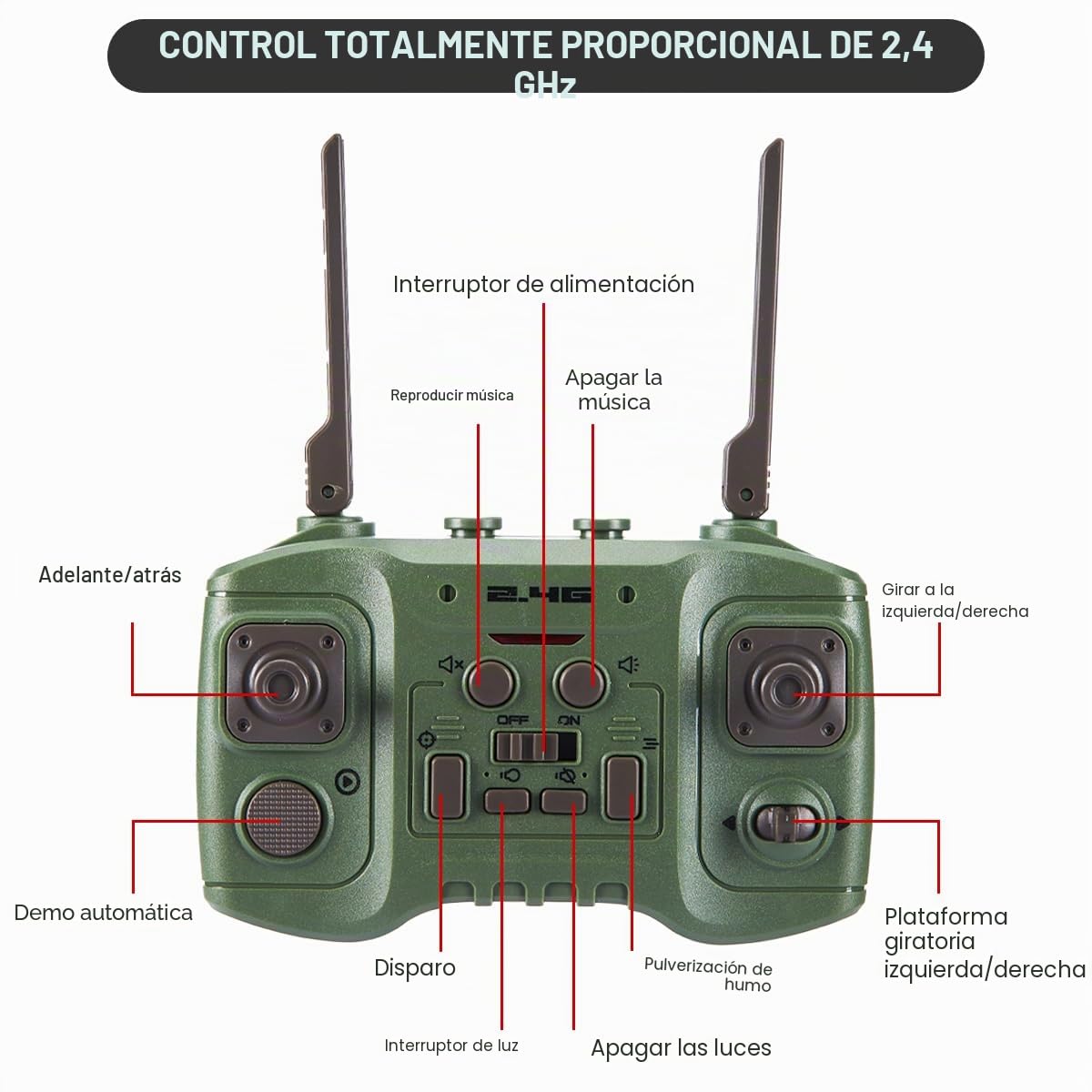 Vehículo de tanque teledirigido Hitish RC que dispara para niños y adultos, juguete de tanque del ejército con sonido de demostración automático, luz de humo, modelo de vehículos militares de 13