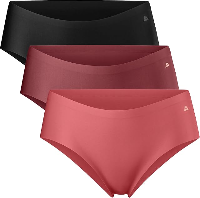 DANISH ENDURANCE Damskie Majtki Sportowe Hipster, Wygodna i Miękka Bielizna na Siłownię, Nieodznaczające Się, Czarne, Szare, Różowe 3-PACK