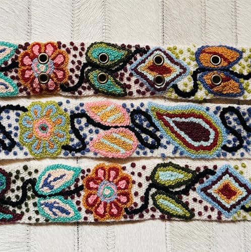 Hand Embroidered Peruvian Wool Belt, Flower Belt, Statement Belt - Bohemian Mosaic4