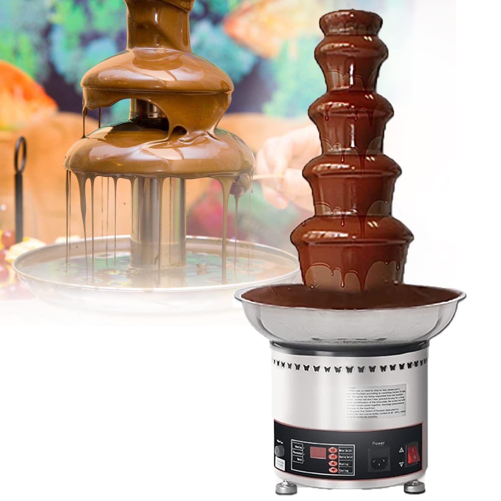 ASerZenith Chocolate Fountain Machine, Electric Chocolate Melting Fountain, Multi-Function Chocolate Hot Pot Fountain Machine, Suitable For Party,5Tier
