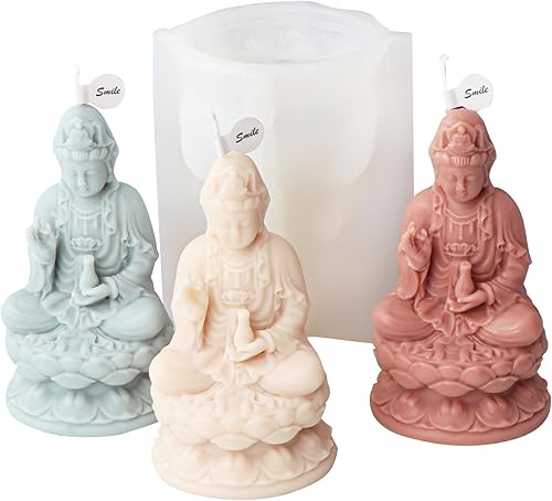 Molde de vela de Buda 3D Quan Yin Buddha estatua de silicona para escultura, vela de cera de soja, arte de resina, manualidades de bricolaje disponible en Yaxa Mexico