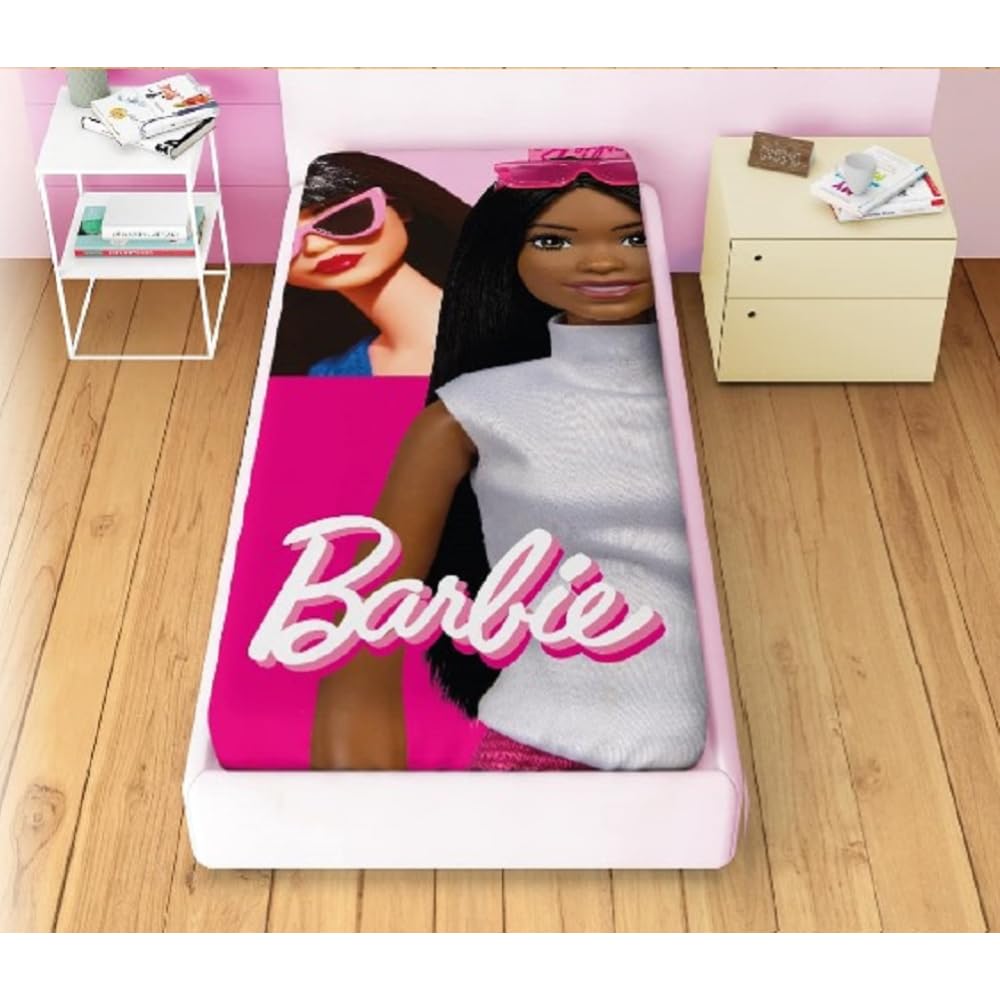 CARTOON Trapuntino doubleface Barbie bambini 170 x 250 cm copriletto leggero in 100% poliestere 100 GSM morbido e colorato per cameretta