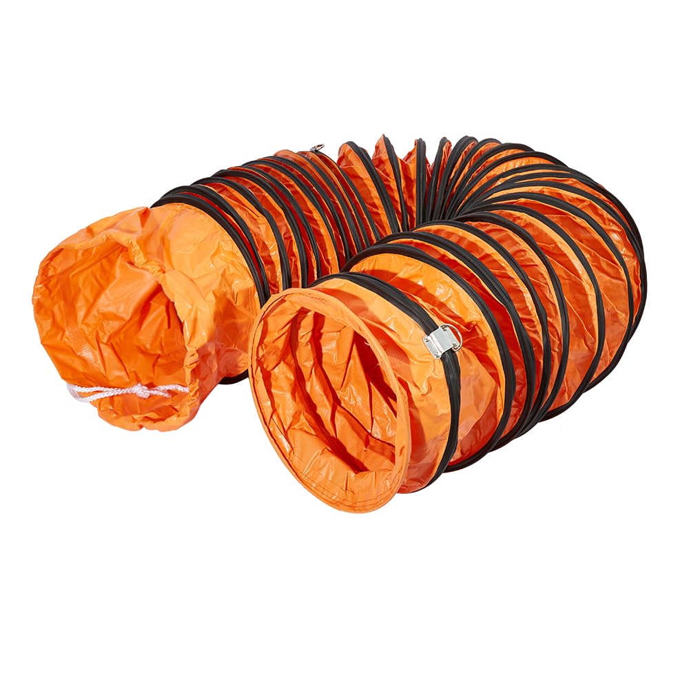 PVC Flexibler Kanalschlauch, 250mm Durchmesser 7.6m Länge HVAC Kanalschlauch Flammenhemmend für Ventilator Dienstprogramm Gebläse mit verstellbarem Seil und D-Ring, einfache Lagerung(250mmX7.6)