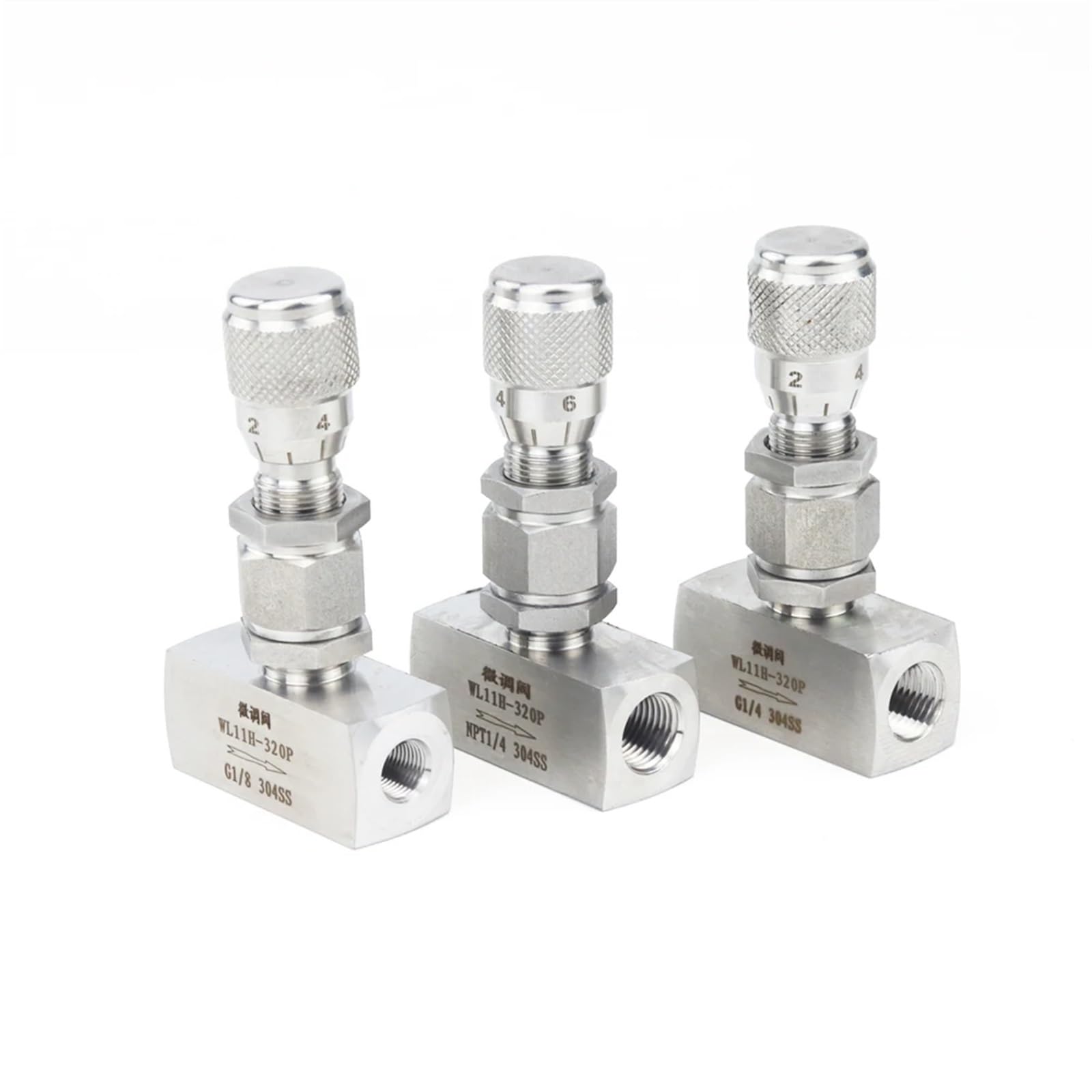 G 1/8 "1/4" 3/8 "NPT 1/2" válvula de Aguja de Acero Inoxidable 304 Controlador de válvula reguladora de Flujo de micromedición for Agua Gas Aceite(G Thread-High Precision-Straight,1/2 Inch)