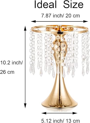 Miniatura 5 de Jarrones dorados para centros de mesa, soporte de arreglo floral de cristal de 10.2 pulgadas, centros de mesa de boda para mesas, soportes de jarrón