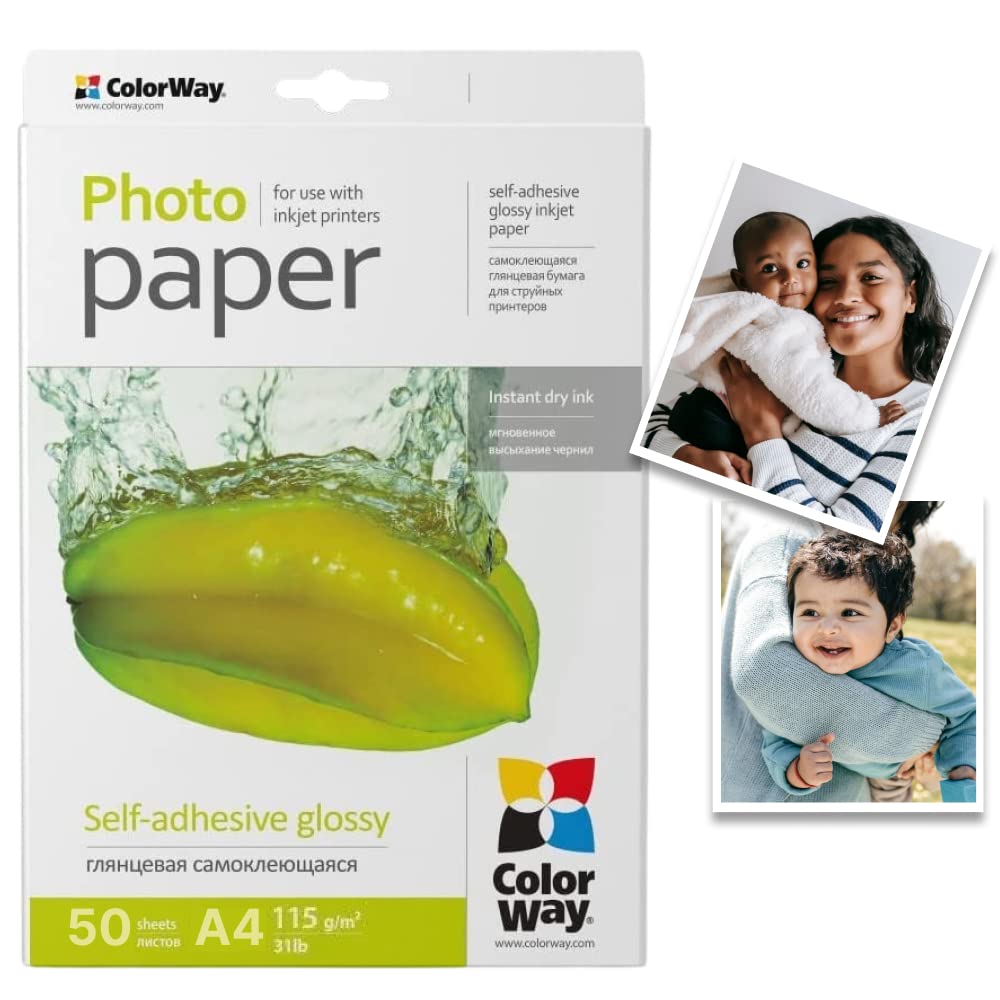 50 Fogli Di Carta Fotografica Autoadesiva, Finitura Lucida Per Stampe Vivaci, Formato A4, Resistente All'acqua, Compatibile Con Stampanti A Getto