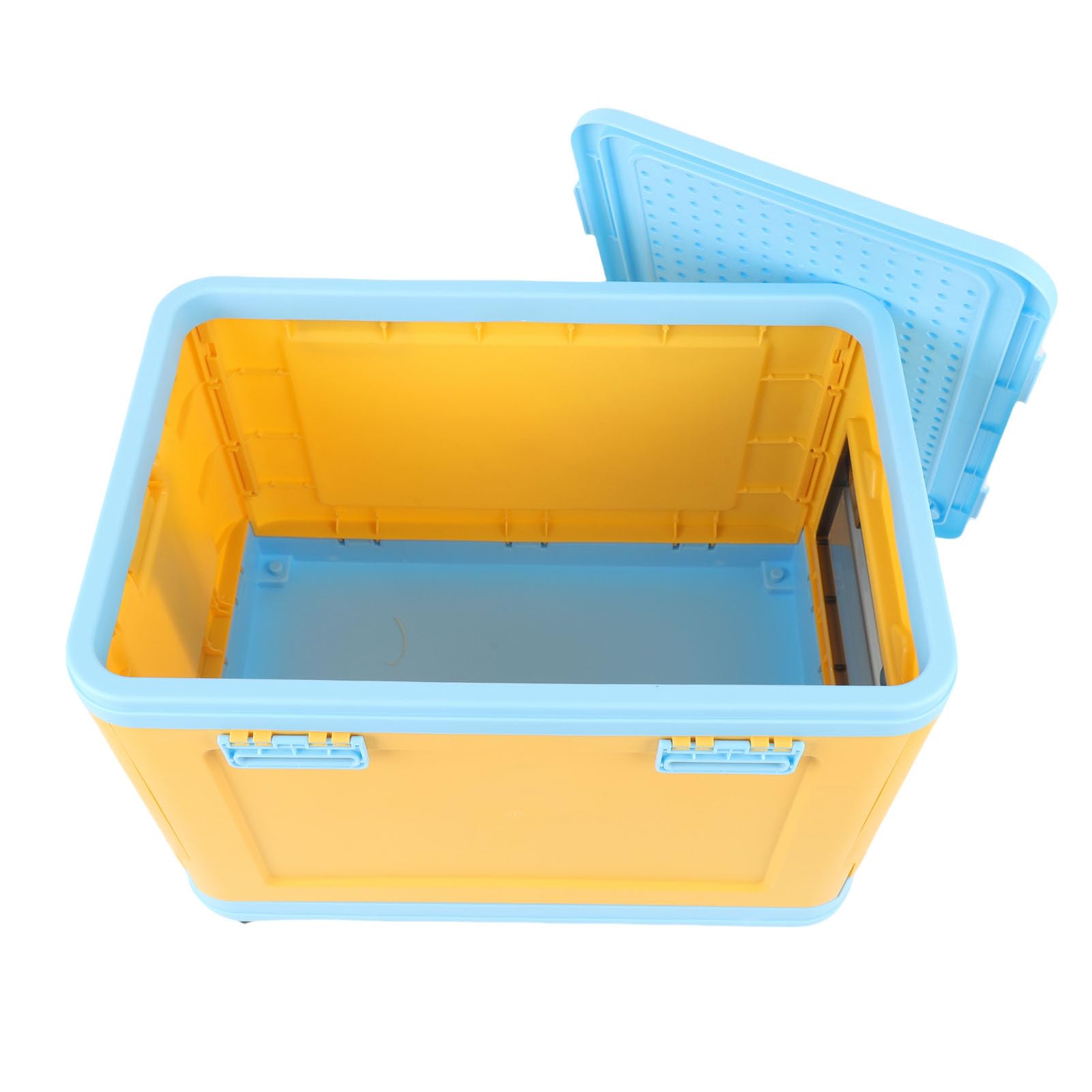 Jiawu Lindo Baúl de Juguetes con Ruedas, Caja de Almacenamiento de Juguetes Resistente para Cosas de Niños, Organizador de Almacenamiento de Fácil de Mover, Estuche de de (azul amarillo)