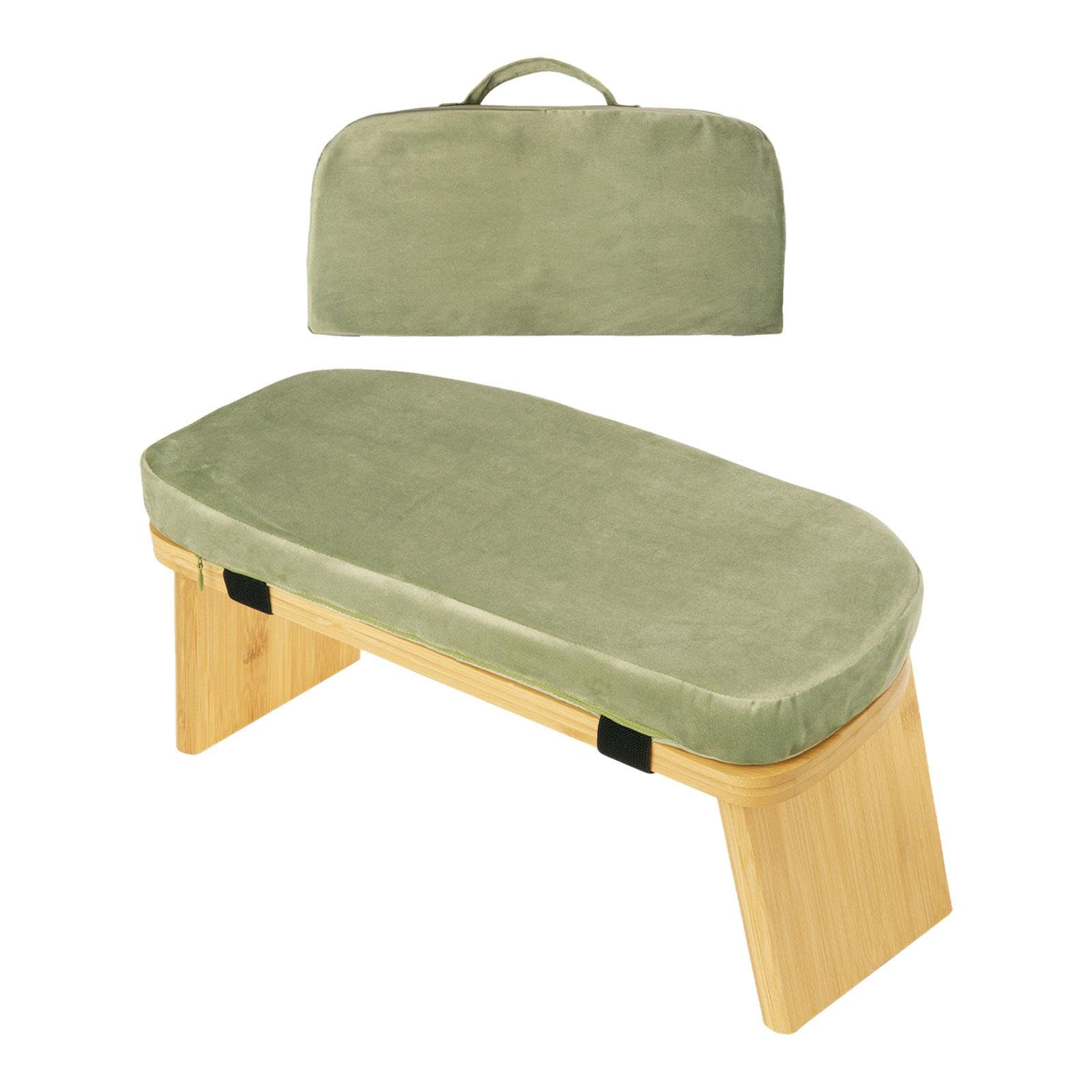 LOOM TREE Meditation Bench Low Seat Chair Yoga Stool Sturdy Kneeling Stool for Praying Green | 1Meditation Bench | Material ~ Bamboo | Color ~ Green-image-28