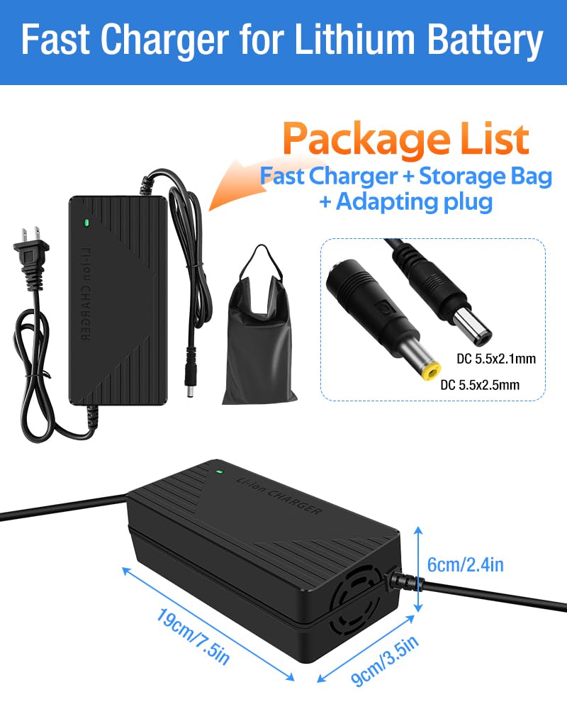 Caricabatterie super veloce per batteria da 48 V, 54,6 V, 3 A/5 A, 7 tipi di spine tra cui scegliere, nessun adattatore, più sicuro. Compatibile con la maggior parte delle prese. con sistema di